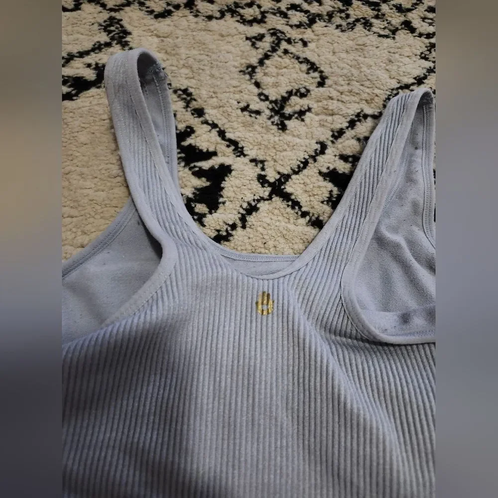 Spiritual Gangster Pastel Blue Gray Ribbed Scalloped Trim‎ Crop Tank Top …